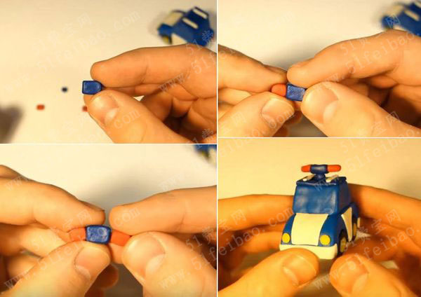 软陶diy萌萌哒蓝色玩具警车教程