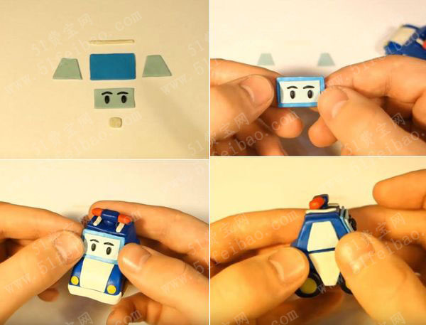 软陶diy萌萌哒蓝色玩具警车教程