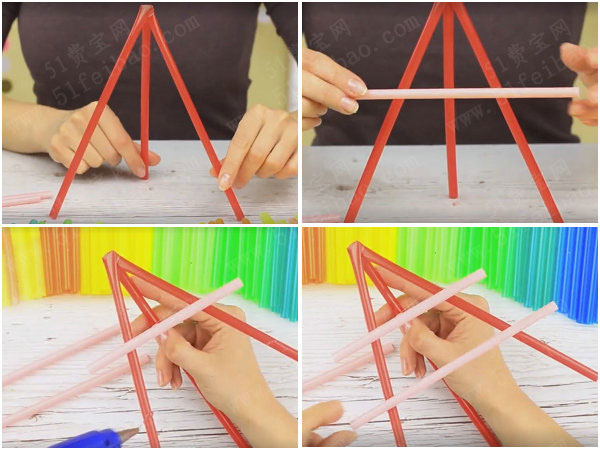 用吸管制作彩色a型耳环支架