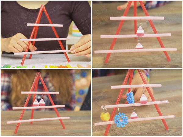 用吸管制作彩色a型耳环支架