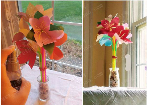 制作美丽的彩色摺纸花束 - 废物利用手工diy小制作 - 51费宝网(繁体版