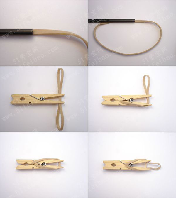 晾衣服夹子制做纸飞镖发射器 - 废物利用手工diy小制作 - 51费宝网