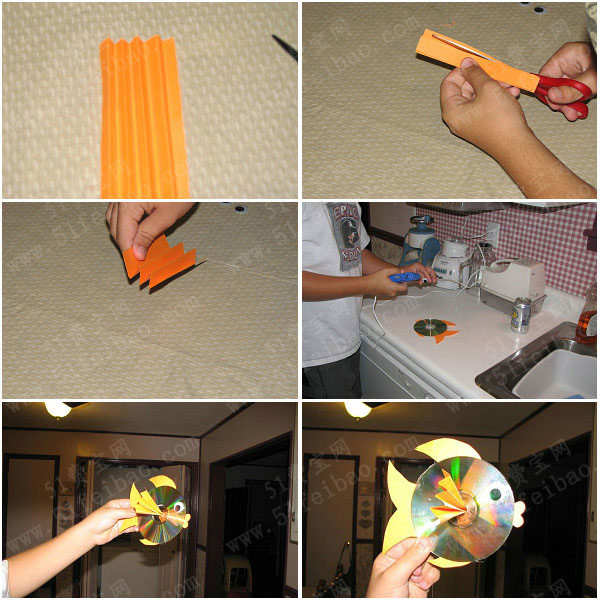 报废cd光碟儿童手工作品小鱼