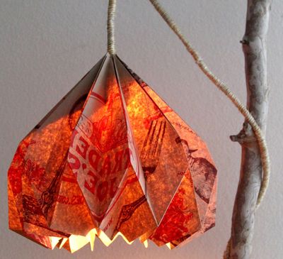 利用食品纸袋做很漂亮的折纸吊灯