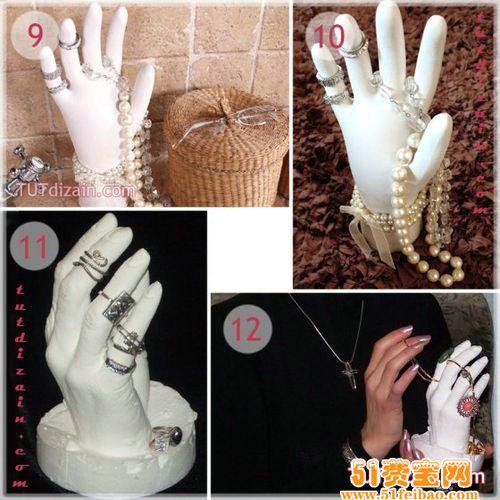 橡胶手套改造小制作diy石膏手掌首饰架