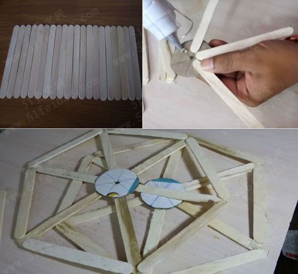 2,用来支起摩天轮的底座支架,需要搭成三角形,注意其中末端的倒梯形