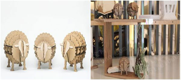 使用废纸板制作diy立体拼图麋鹿