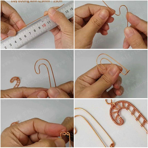 金属丝编织作品diy铜编饰品教程糖果手杖