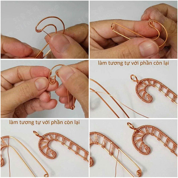 金属丝编织作品diy铜编饰品教程糖果手杖