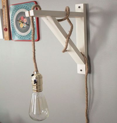 用绳子改造田园风格卧室吊灯