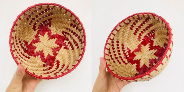 用纸藤怎么做手工,纸藤编织圆形雪花篮图解