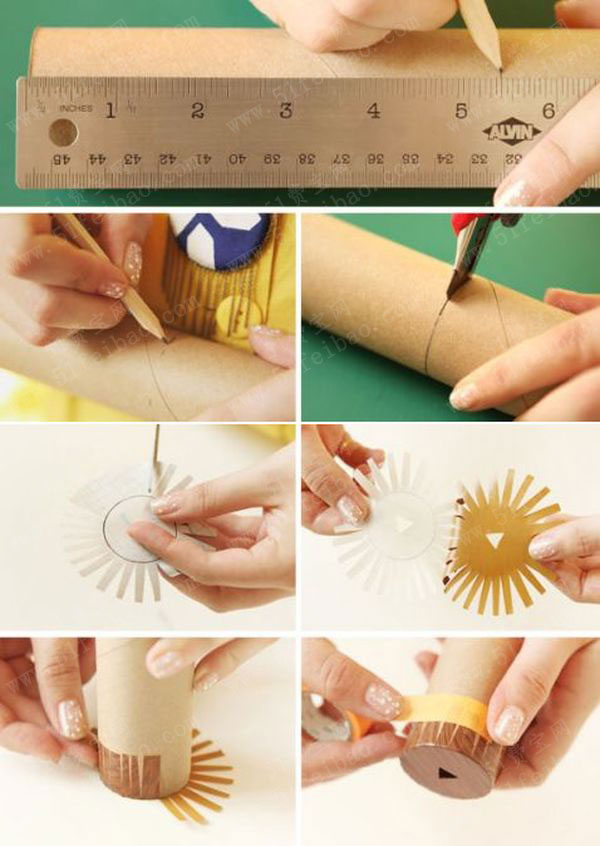 怎麼用卫生纸纸筒做万花筒教程 - 废物利用手工diy小制作 - 51费宝网