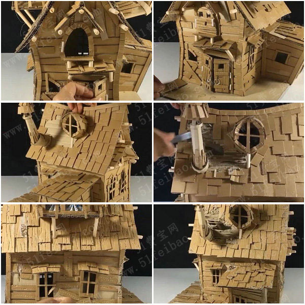 硬卡纸变废为宝用途diy微型万圣节纸板鬼怪屋