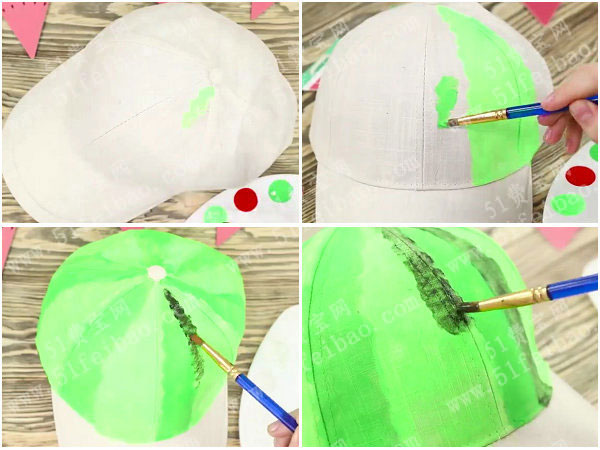 彩绘西瓜皮鸭舌帽制作方法 - 废旧物品手工制作 - 51费宝网