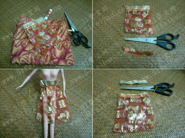 旧喜糖袋diy改造美美的的芭比服装连衣裙
