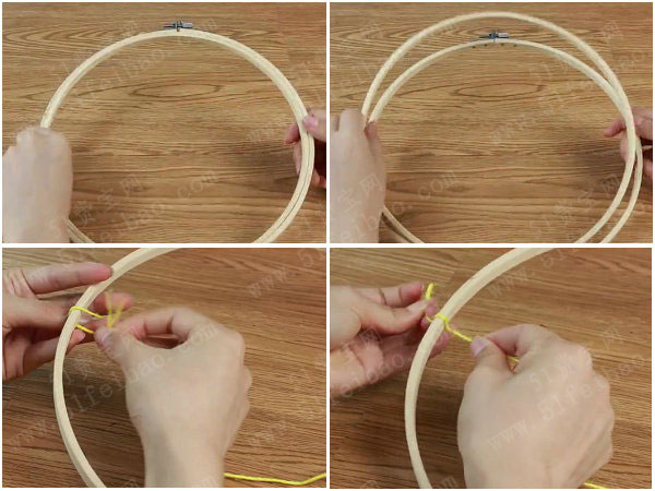 绣花绷子diy五角星相片夹便签架子