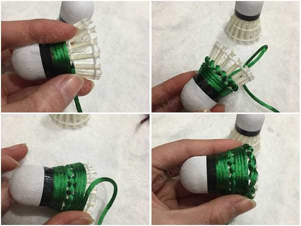 羽毛球挂坠编织教程图解用旧废旧羽球diy漂亮包包挂件