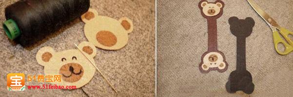 用不织布手工制作可爱的小熊收线器