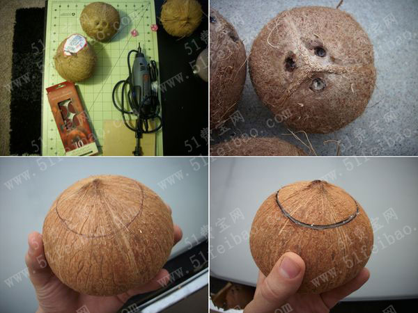 利用椰壳做简单的万圣节手工：diy传统万圣节灯笼