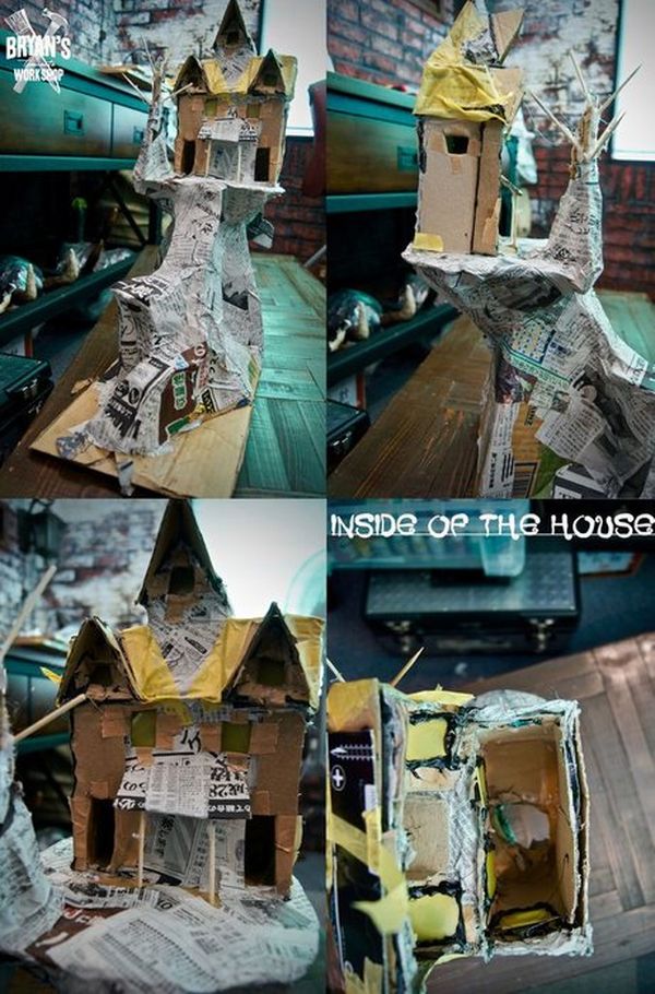 自制万圣节阴森鬼屋模型的教程 - 废物利用手工diy小制作 - 51费宝网