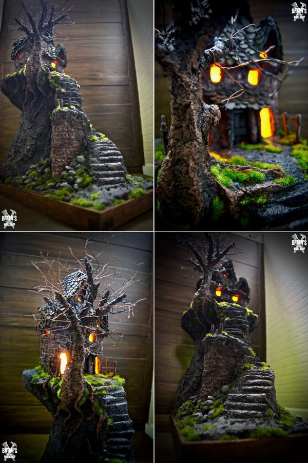 自制万圣节阴森鬼屋模型的教程 - 废物利用手工diy小制作 - 51费宝网(