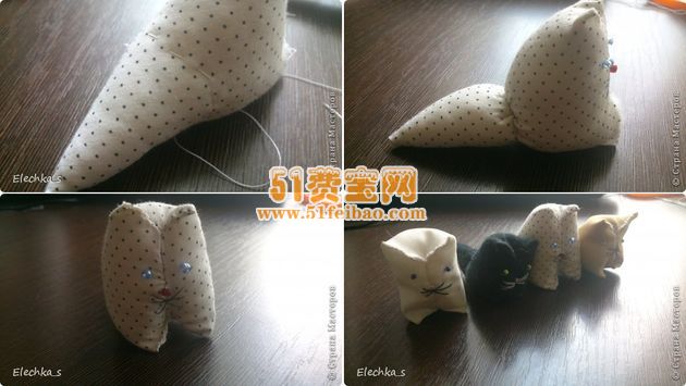 碎布头做一片式小猫布偶