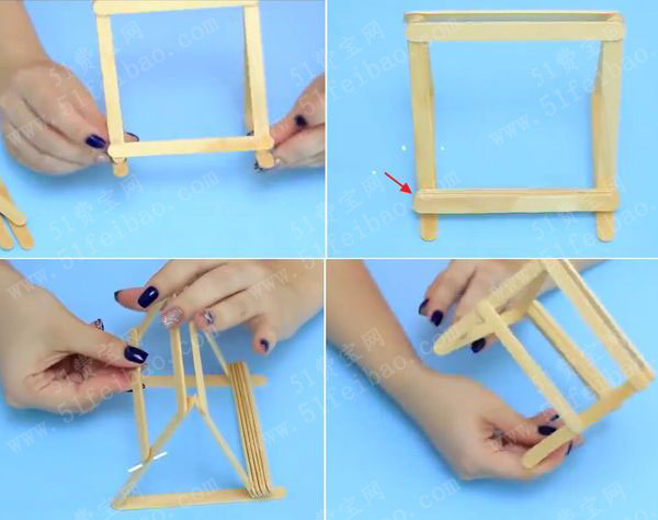 改造雪糕棒diy贴钻手机支架 - 废物利用手工diy小制作 - 51费宝网