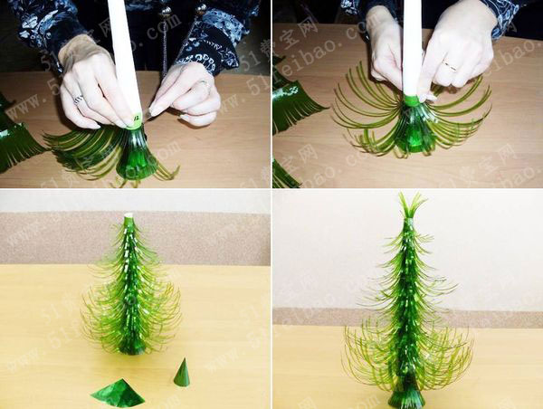 怎么用利用塑料饮料瓶做圣诞树