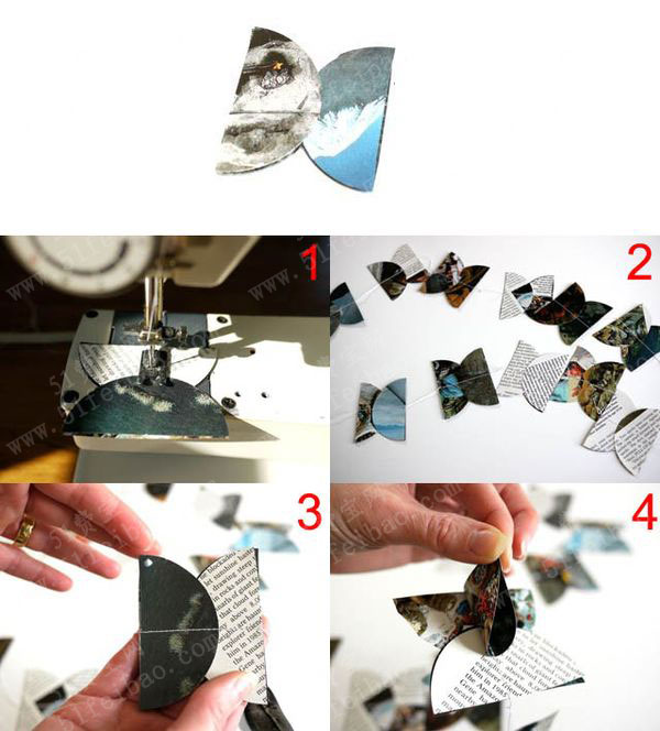 利用杂志废纸做简单剪纸花朵 - 废物利用手工diy小制作 - 51费宝网