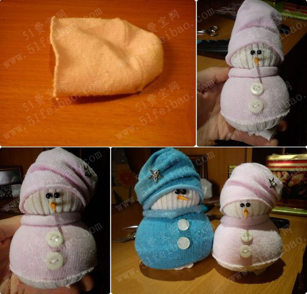 怎麼利用旧袜子做公仔小雪人 - 废物利用手工diy小制作 - 51费宝网