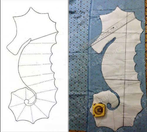 拼布海马抱枕的做法 - 51费宝网_废物利用小制作,旧物改造教程及手工