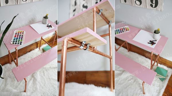 动手做一张复古风格自制铜管书桌