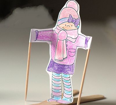 循环利用雪糕棍做适合幼儿园diy滑雪小人 废旧物品手工制作 51费