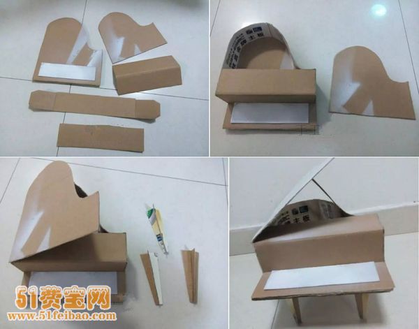 硬纸板diy卧式三角钢琴教程
