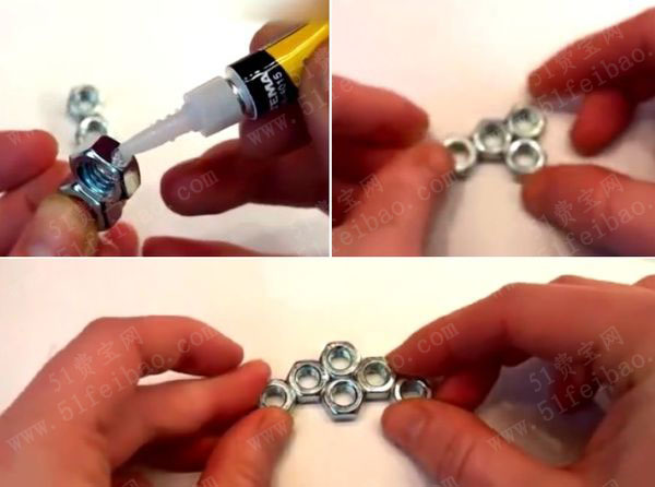 巧妙用螺母diy指尖陀螺方法 - 废物利用手工diy小制作 - 51费宝网