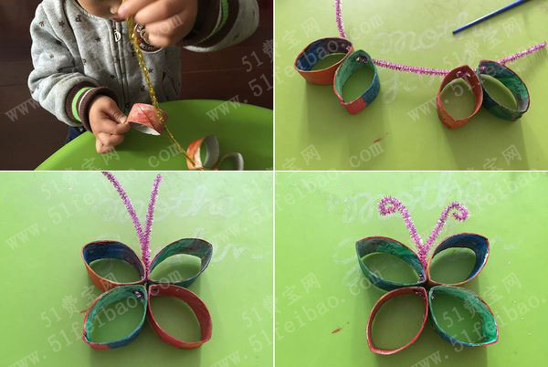 适合幼儿园小朋友的手工毛根扭扭棒蝴蝶