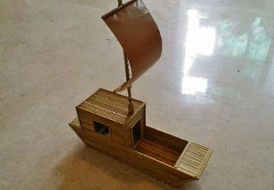烧烤竹签废物利用做DIY小帆船
