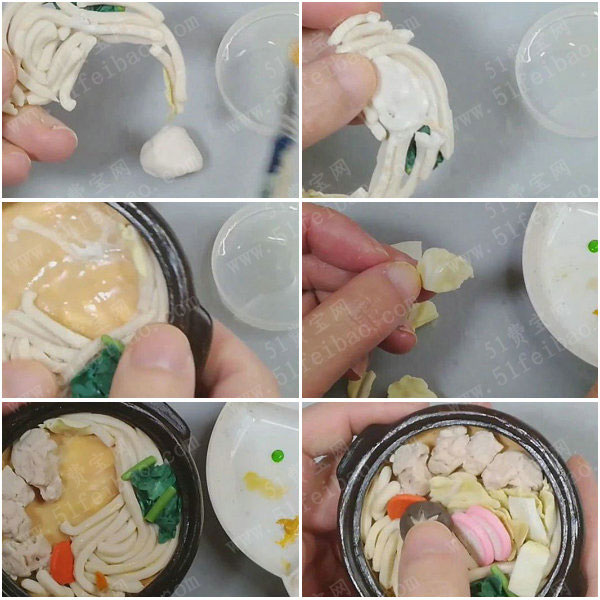 微型看板食物装饰仿真美食锅烧乌冬面diy教程