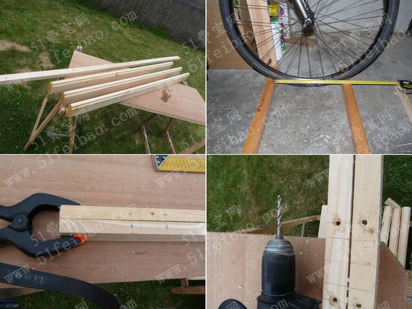 DIY自行车木板停车卡位器