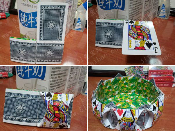利用扑克牌做折纸糖果盒/瓜子盘
