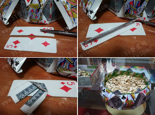 利用扑克牌做折纸糖果盒/瓜子盘