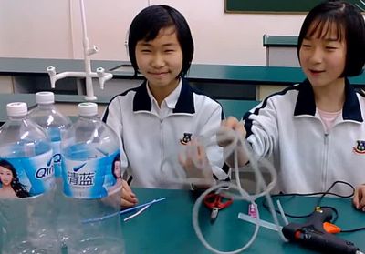 小学生科技小发明：饮料瓶DIY希罗喷泉