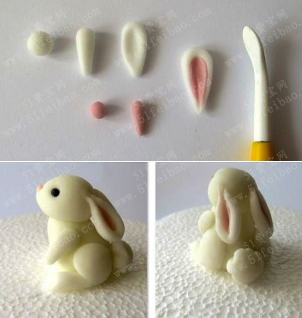 用彩泥做可爱小白兔图片