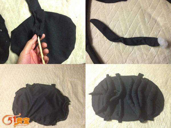怎么样手工做可爱黑色蜘蛛枕头