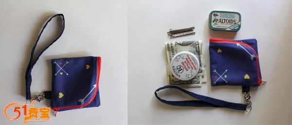 手工缝制对折式两用便携小钱包