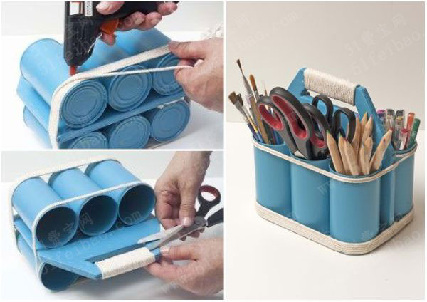 图解如何diy罐头盒小提箱笔筒 - 废物利用手工diy小制作 - 51费宝网