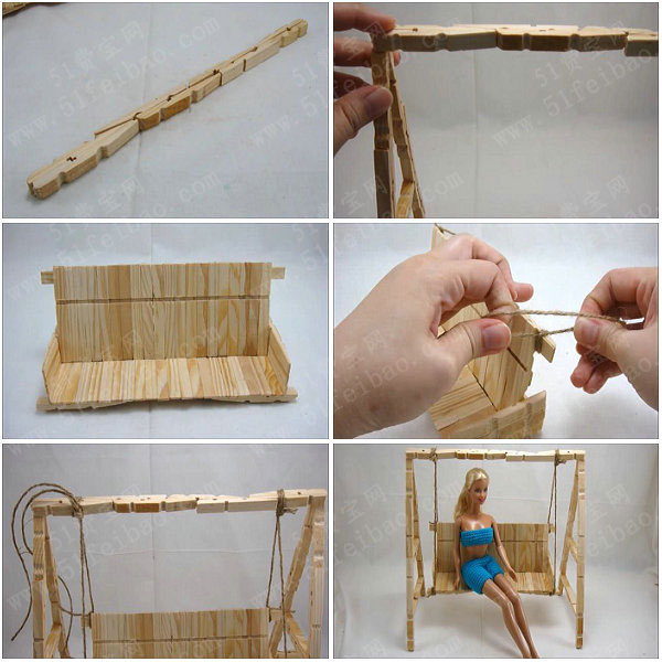 手工diy衣服夹子秋千椅教程