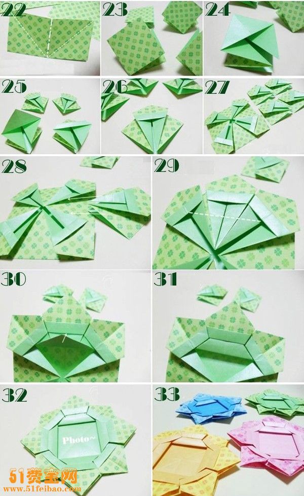 折纸教程：DIY折纸做小清新纸艺相框