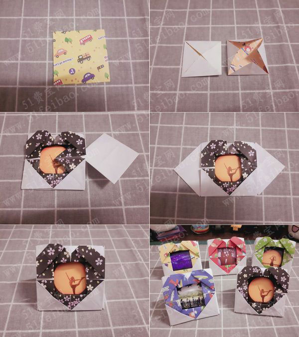 diy小清新爱心折纸相框